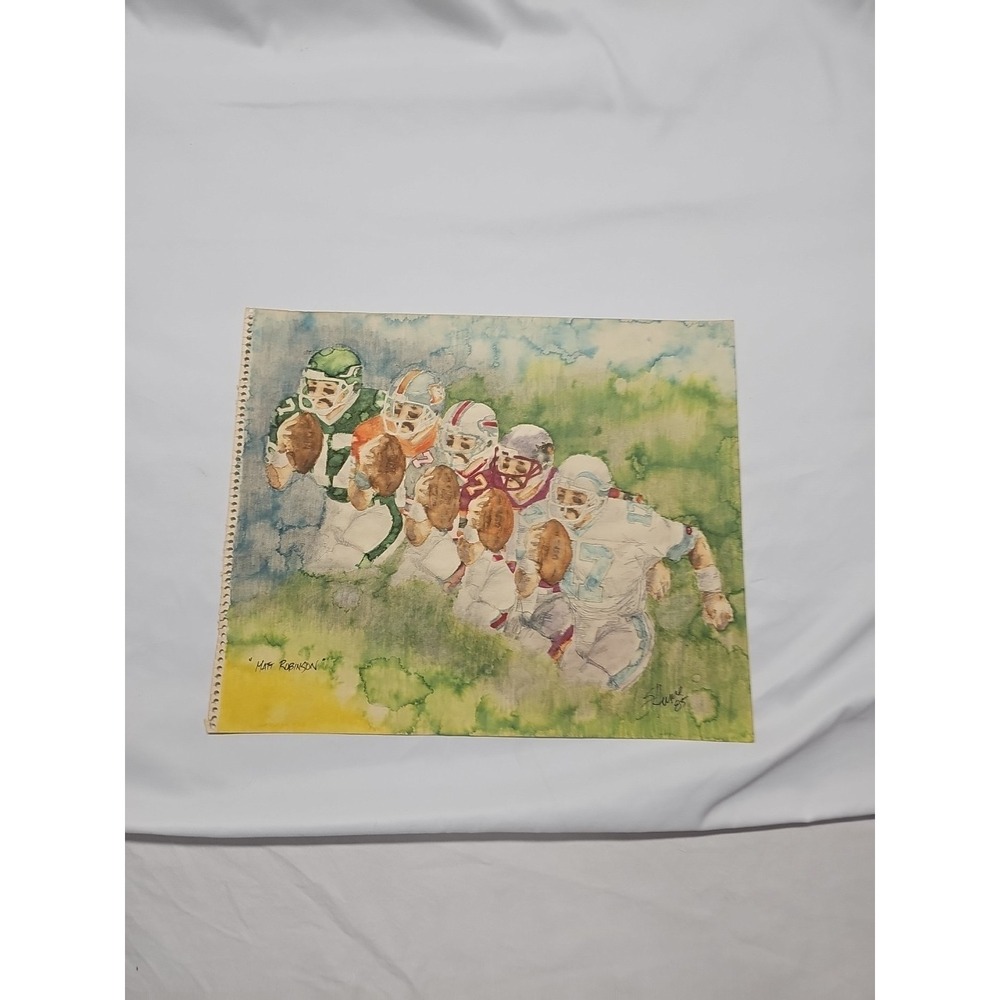 History of Matt Robinson QB Jets Broncos Bills 14 x 17 Watercolor